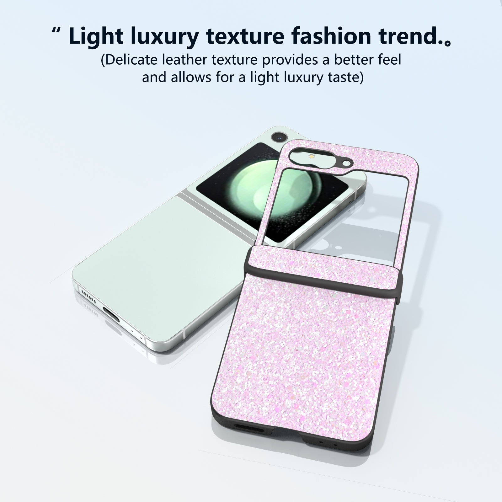 For Samsung Galaxy Z Flip6 5G Easy Folding Wholesale Phone Case PC+PU Leather Phone Shell - Gradient Pink