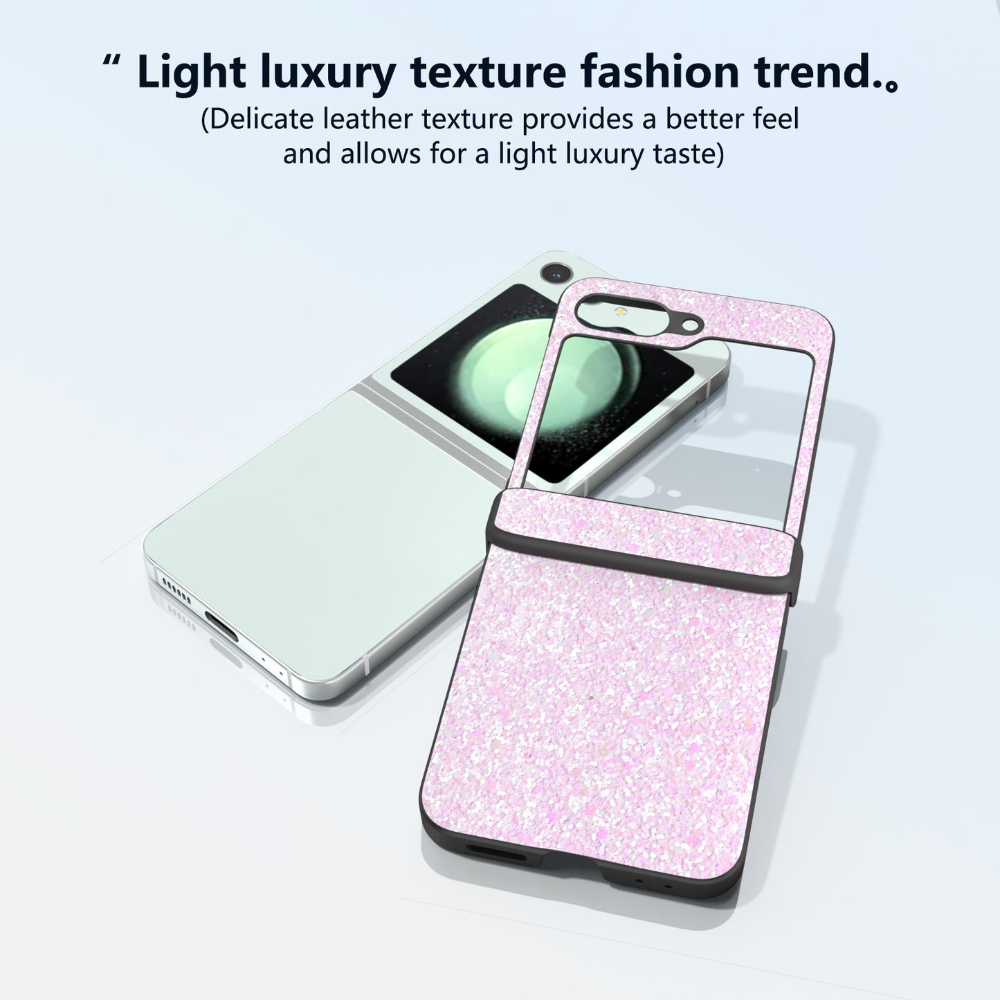 For Samsung Galaxy Z Flip6 5G Easy Folding Wholesale Phone Case PC+PU Leather Phone Shell - Gradient Pink