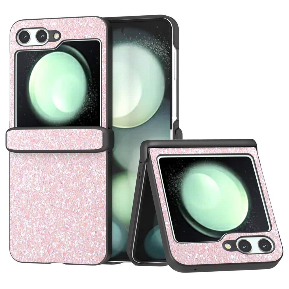 For Samsung Galaxy Z Flip7 FE 5G / Z Flip6 5G Easy Folding Wholesale Phone Case PC+PU Leather Phone Shell - Peach Pink