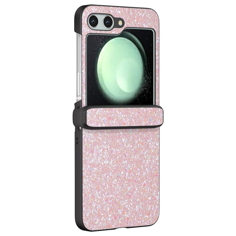 For Samsung Galaxy Z Flip7 FE 5G / Z Flip6 5G Easy Folding Wholesale Phone Case PC+PU Leather Phone Shell - Peach Pink