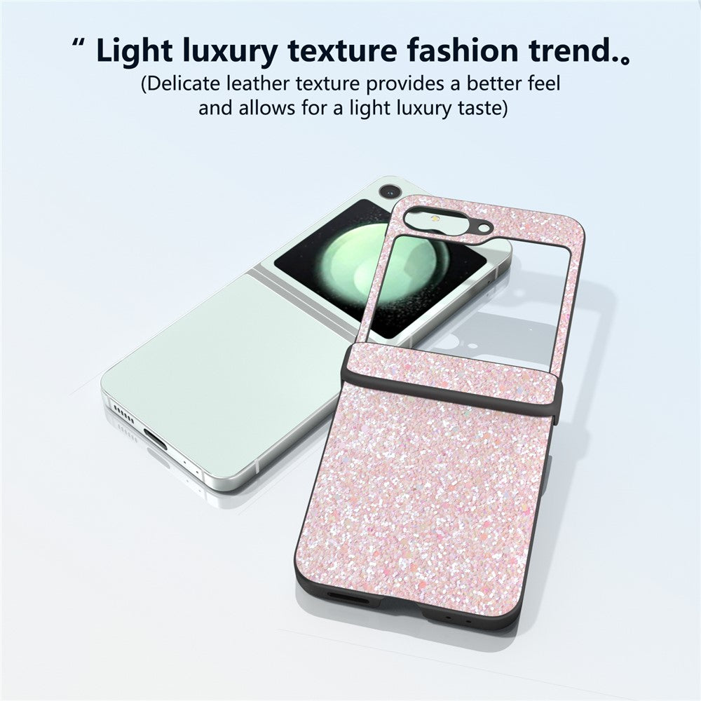 For Samsung Galaxy Z Flip7 FE 5G / Z Flip6 5G Easy Folding Wholesale Phone Case PC+PU Leather Phone Shell - Peach Pink