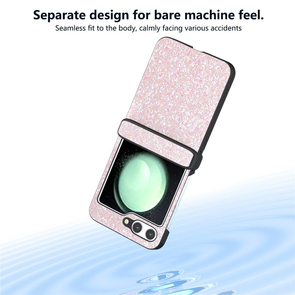 For Samsung Galaxy Z Flip7 FE 5G / Z Flip6 5G Easy Folding Wholesale Phone Case PC+PU Leather Phone Shell - Peach Pink