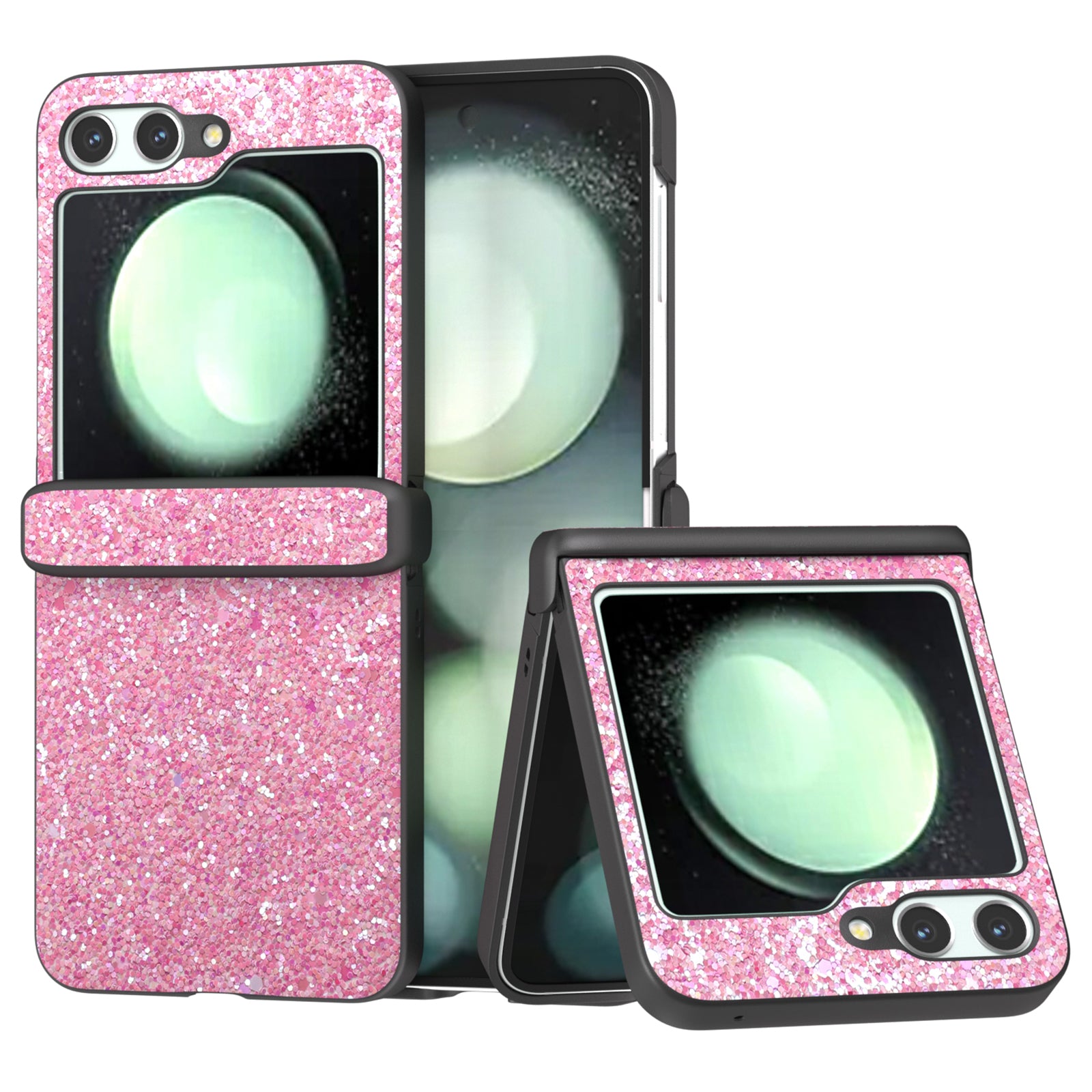 For Samsung Galaxy Z Flip6 5G Easy Folding Wholesale Phone Case PC+PU Leather Phone Shell - Pink