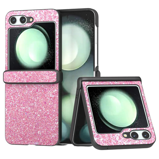 For Samsung Galaxy Z Flip7 FE 5G / Z Flip6 5G Easy Folding Wholesale Phone Case PC+PU Leather Phone Shell - Pink