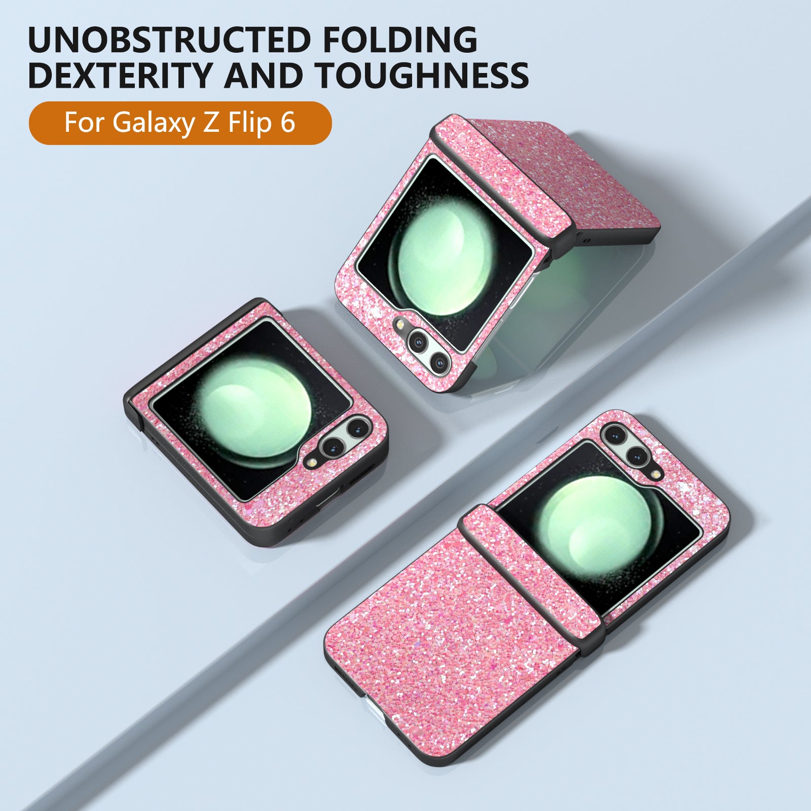 For Samsung Galaxy Z Flip6 5G Easy Folding Wholesale Phone Case PC+PU Leather Phone Shell - Pink
