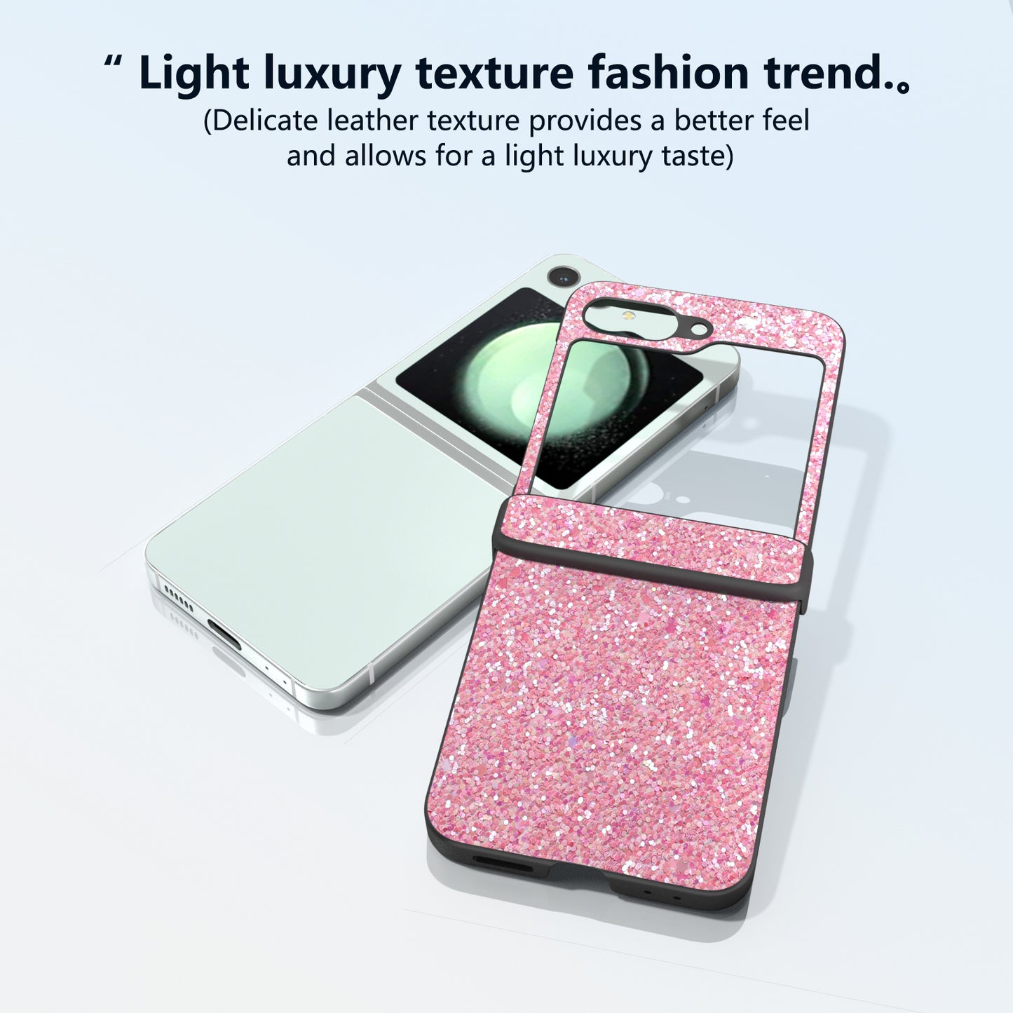 For Samsung Galaxy Z Flip6 5G Easy Folding Wholesale Phone Case PC+PU Leather Phone Shell - Pink