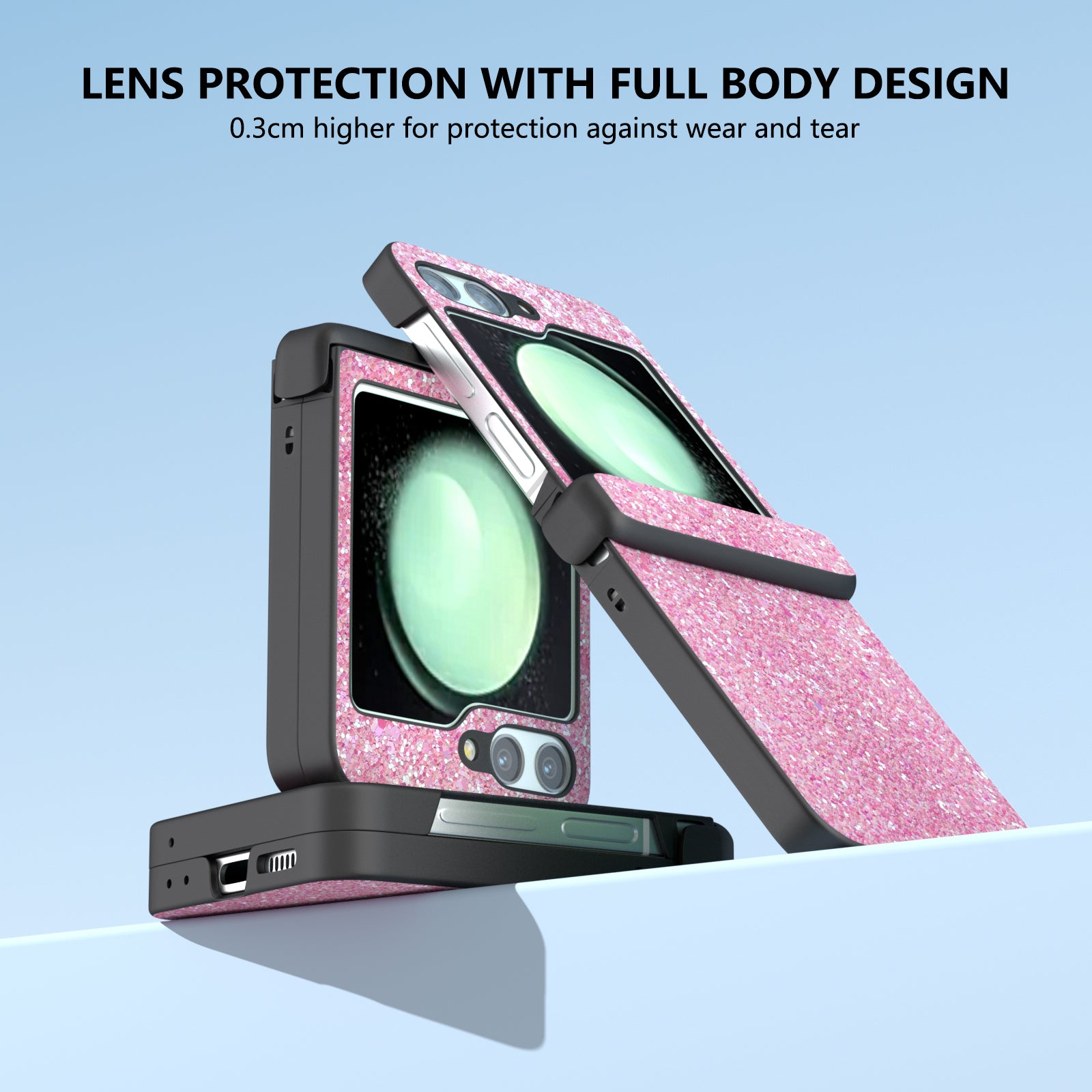 For Samsung Galaxy Z Flip6 5G Easy Folding Wholesale Phone Case PC+PU Leather Phone Shell - Pink