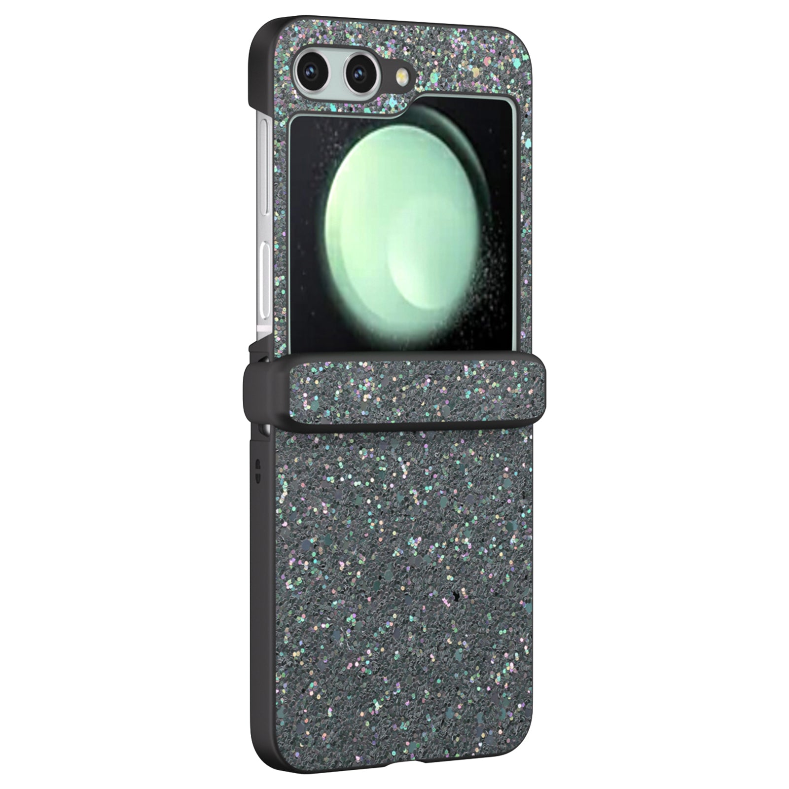 For Samsung Galaxy Z Flip6 5G Easy Folding Wholesale Phone Case PC+PU Leather Phone Shell - Black Green