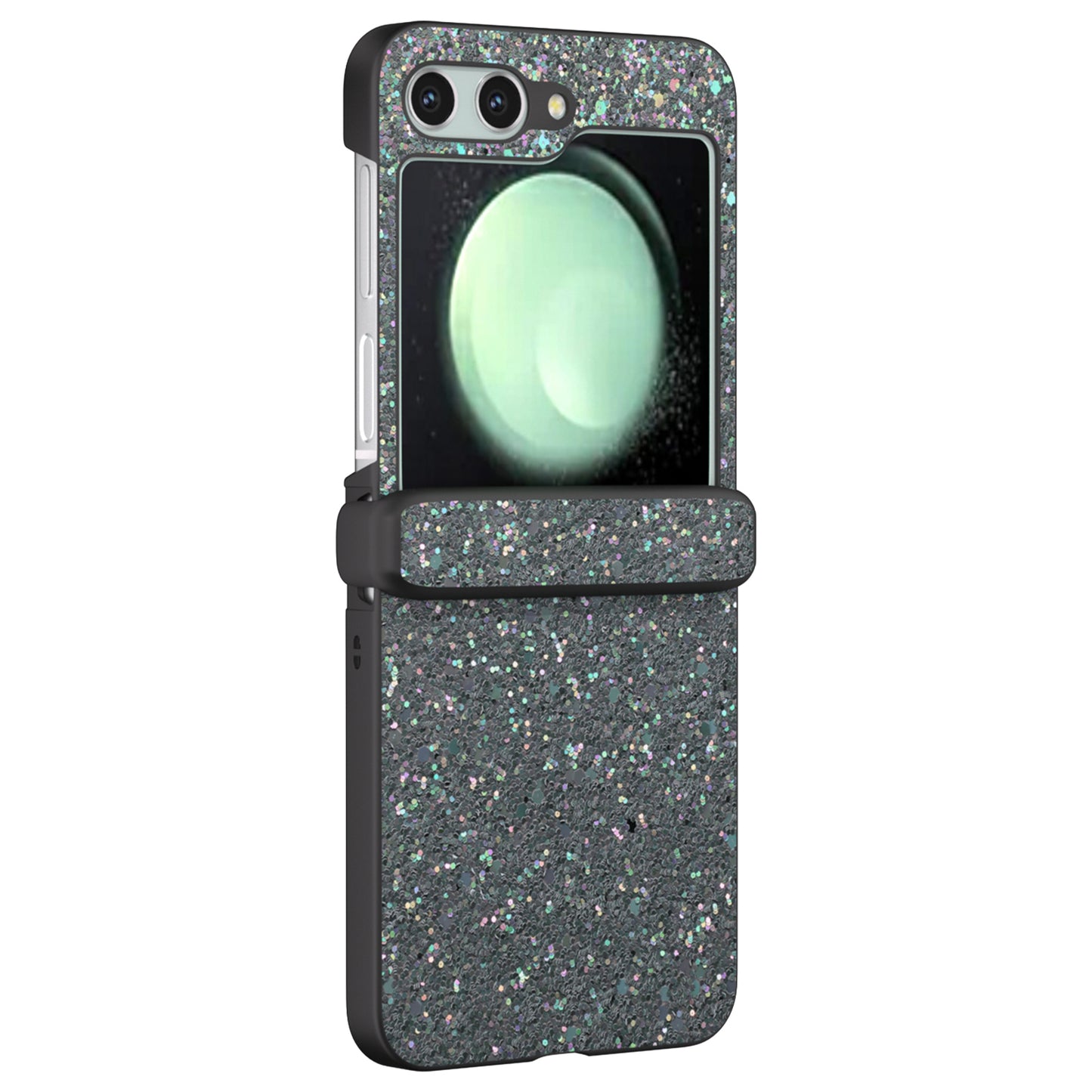 For Samsung Galaxy Z Flip6 5G Easy Folding Wholesale Phone Case PC+PU Leather Phone Shell - Black Green