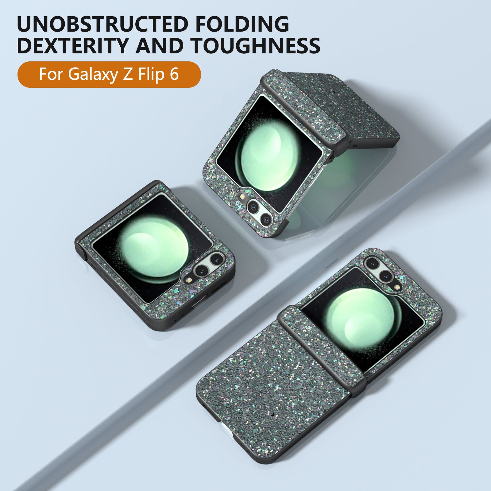 For Samsung Galaxy Z Flip6 5G Easy Folding Wholesale Phone Case PC+PU Leather Phone Shell - Black Green