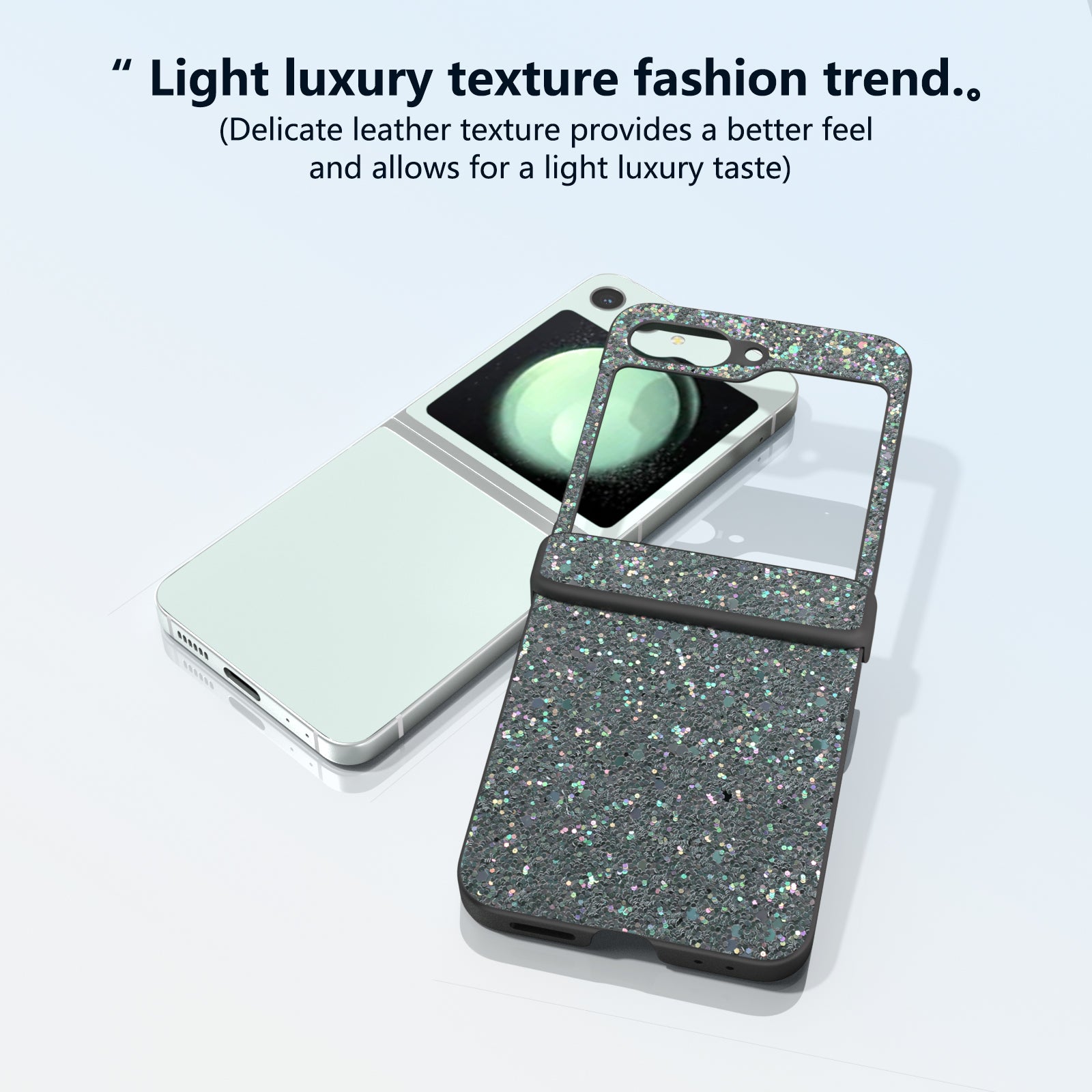 For Samsung Galaxy Z Flip6 5G Easy Folding Wholesale Phone Case PC+PU Leather Phone Shell - Black Green