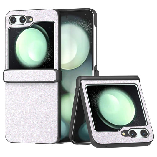 For Samsung Galaxy Z Flip7 FE 5G / Z Flip6 5G Easy Folding Wholesale Phone Case PC+PU Leather Phone Shell - White