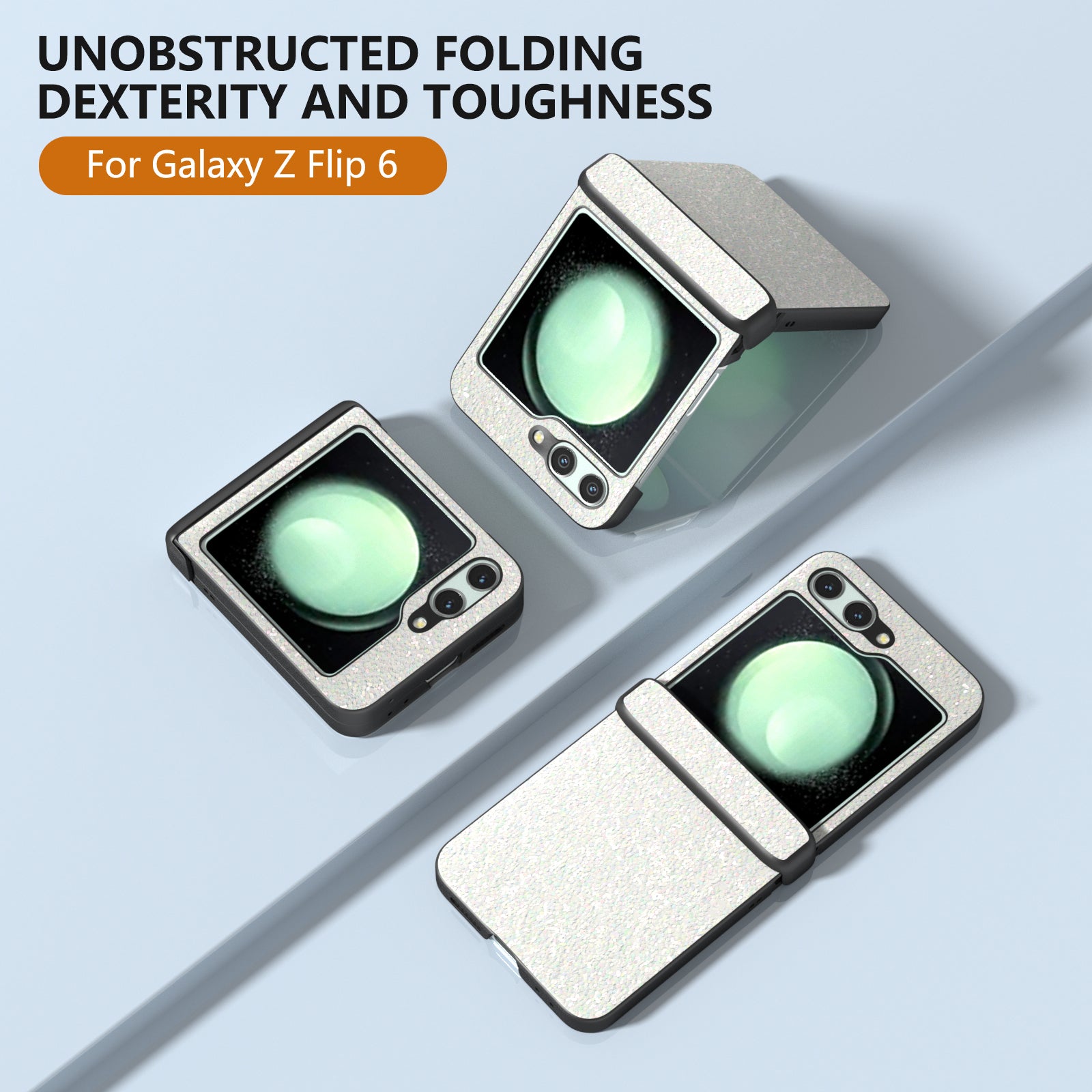 For Samsung Galaxy Z Flip6 5G Easy Folding Wholesale Phone Case PC+PU Leather Phone Shell - White