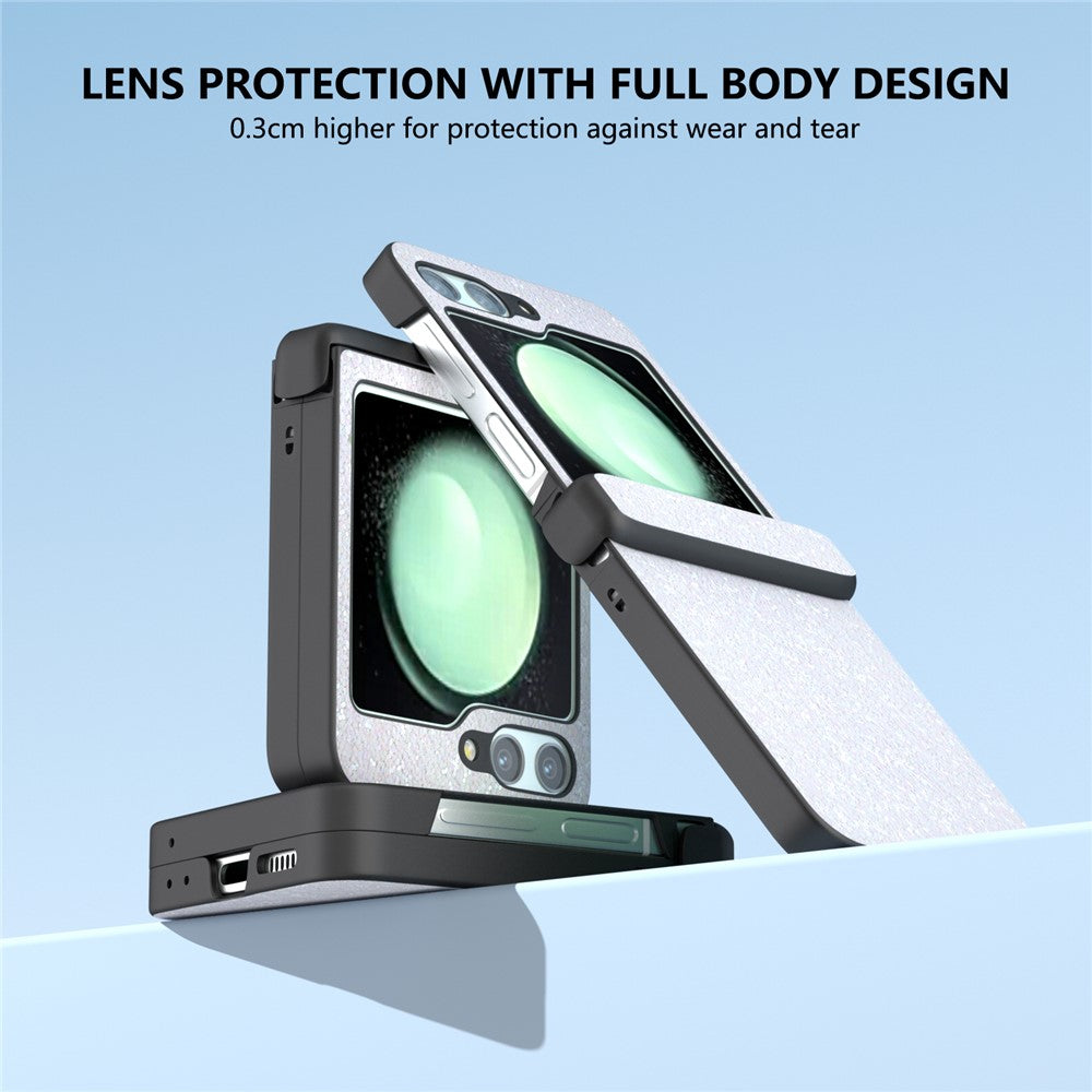 For Samsung Galaxy Z Flip7 FE 5G / Z Flip6 5G Easy Folding Wholesale Phone Case PC+PU Leather Phone Shell - White