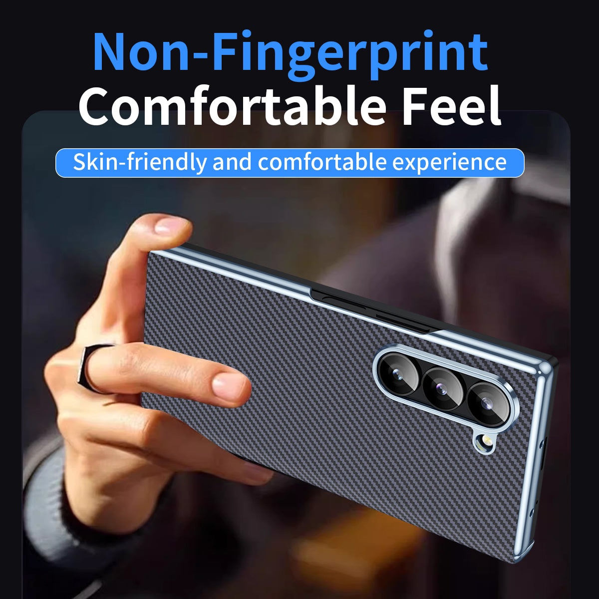 For Samsung Galaxy Z Fold6 5G Phone Case Electroplating Lens Carbon Fiber Texture PC Cover - Grey