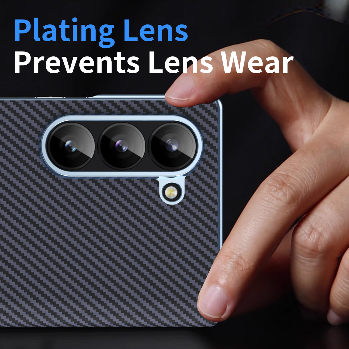 For Samsung Galaxy Z Fold6 5G Phone Case Electroplating Lens Carbon Fiber Texture PC Cover - Grey