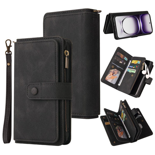 KT Multi-Functional Series-2 For Oppo Reno12 5G (Global) Case Card Holder Wallet Leather Phone Cover - Black