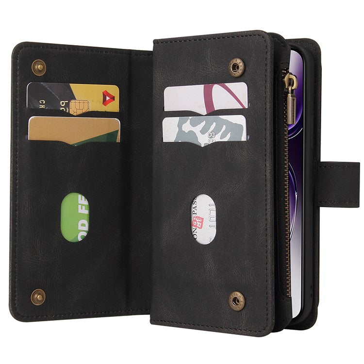 KT Multi-Functional Series-2 For Oppo Reno12 5G (Global) Case Card Holder Wallet Leather Phone Cover - Black