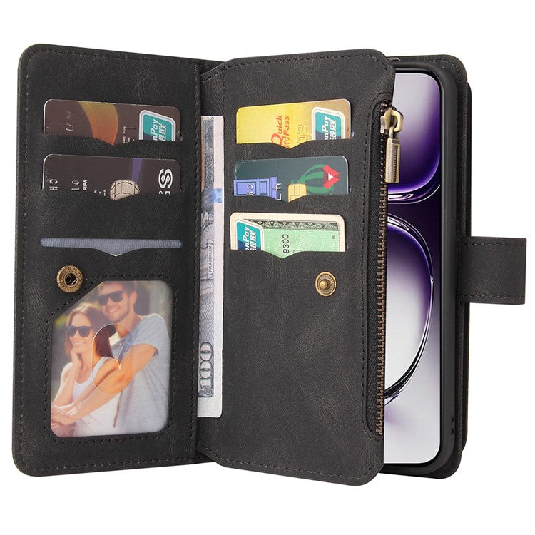 KT Multi-Functional Series-2 For Oppo Reno12 5G (Global) Case Card Holder Wallet Leather Phone Cover - Black