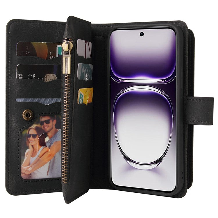 KT Multi-Functional Series-2 For Oppo Reno12 5G (Global) Case Card Holder Wallet Leather Phone Cover - Black