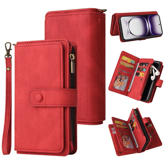 KT Multi-Functional Series-2 For Oppo Reno12 5G (Global) Case Card Holder Wallet Leather Phone Cover - Red