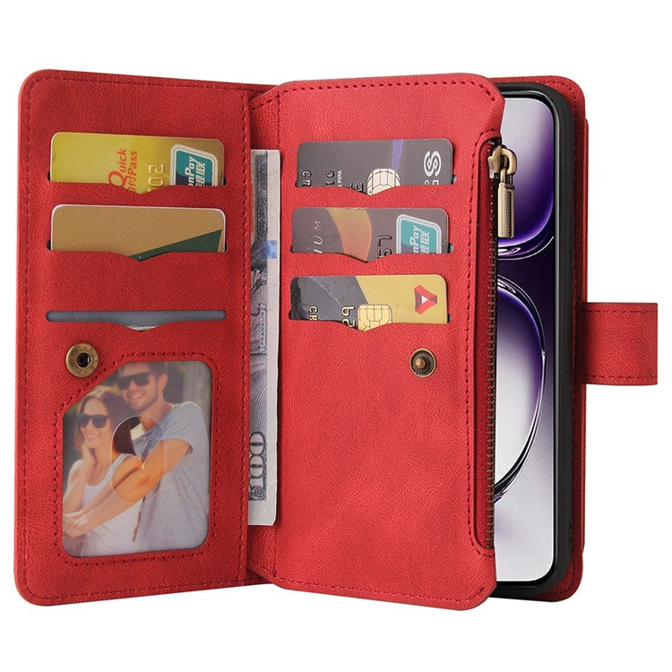 KT Multi-Functional Series-2 For Oppo Reno12 5G (Global) Case Card Holder Wallet Leather Phone Cover - Red