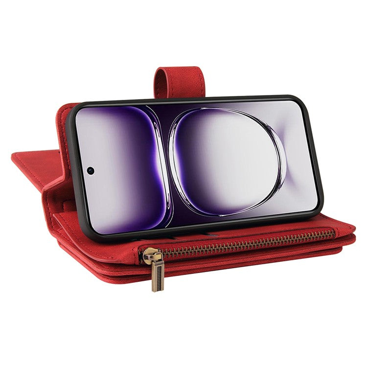 KT Multi-Functional Series-2 For Oppo Reno12 5G (Global) Case Card Holder Wallet Leather Phone Cover - Red