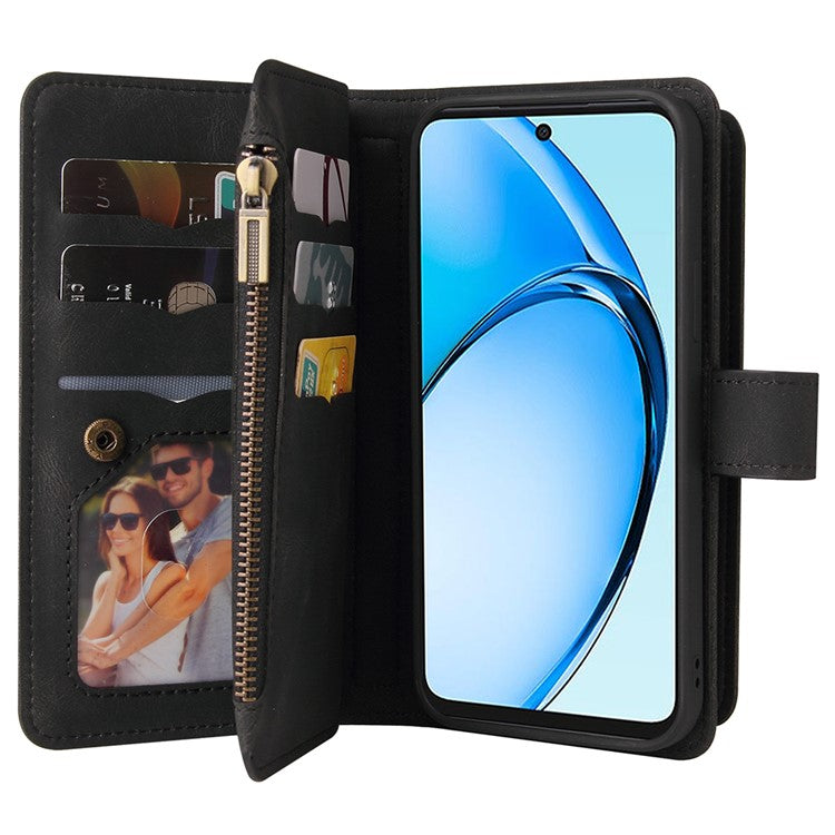 KT Multi-Functional Series-2 For Oppo A60 4G Phone Case Zipper Wallet Leather Support Stand Cover - Black