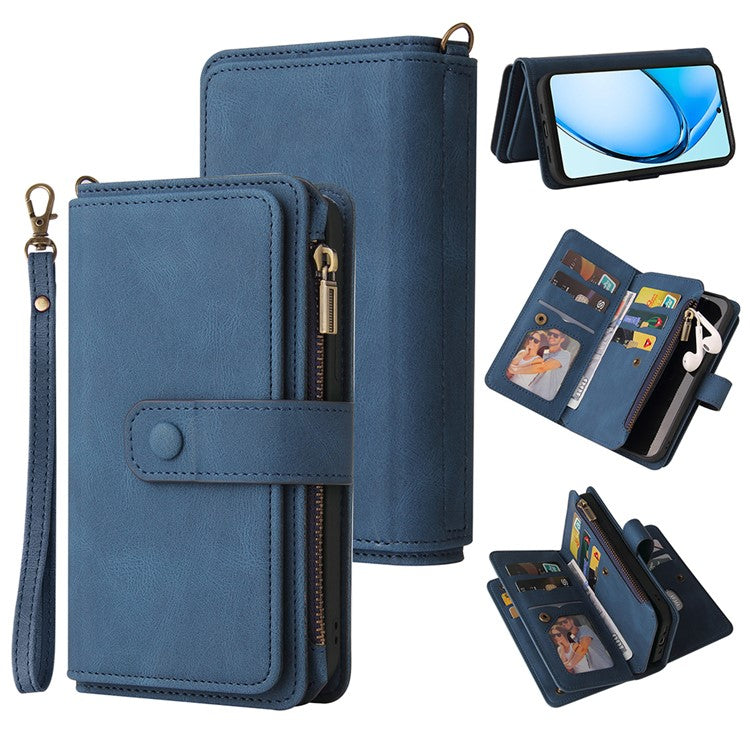 KT Multi-Functional Series-2 For Oppo A60 4G Phone Case Zipper Wallet Leather Support Stand Cover - Blue