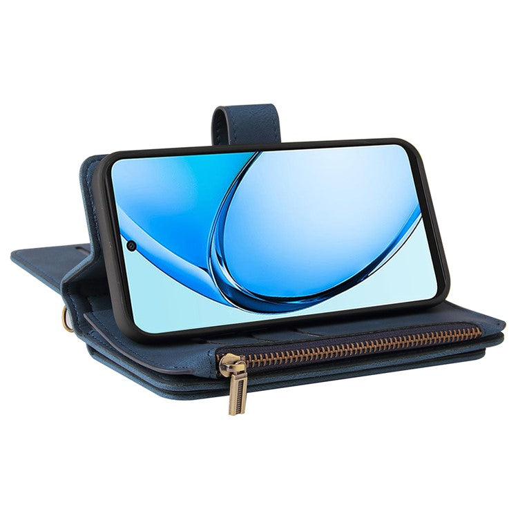 KT Multi-Functional Series-2 For Oppo A60 4G Phone Case Zipper Wallet Leather Support Stand Cover - Blue