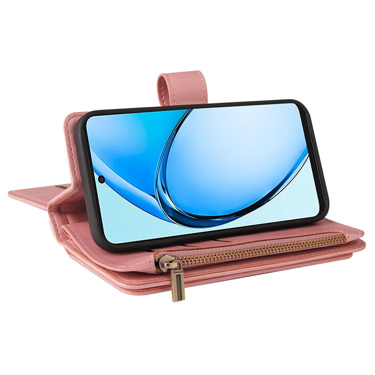 KT Multi-Functional Series-2 For Oppo A60 4G Phone Case Zipper Wallet Leather Support Stand Cover - Pink