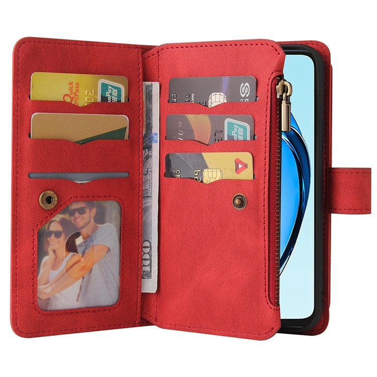 KT Multi-Functional Series-2 For Oppo A60 4G Phone Case Zipper Wallet Leather Support Stand Cover - Red