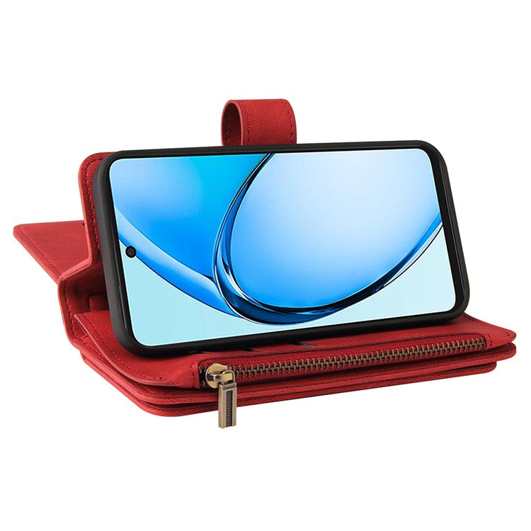 KT Multi-Functional Series-2 For Oppo A60 4G Phone Case Zipper Wallet Leather Support Stand Cover - Red