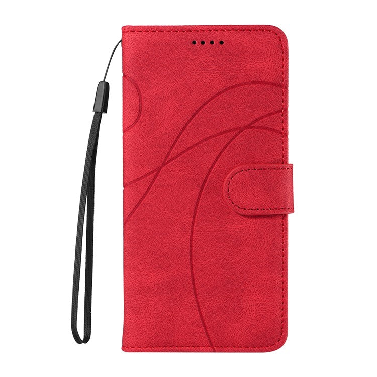 For Motorola Moto X50 Ultra 5G / Edge 50 Ultra 5G Case Curved Line Imprinted Leather Wallet Cover - Red
