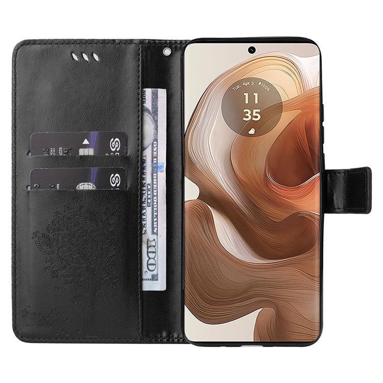 KT Imprinting Flower Series-3 For Motorola Moto X50 Ultra 5G / Edge 50 Ultra 5G Case Imprinted Wallet Leather Phone Cover - Black