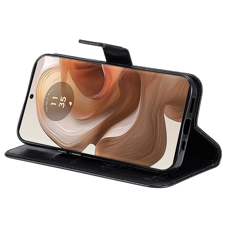 KT Imprinting Flower Series-3 For Motorola Moto X50 Ultra 5G / Edge 50 Ultra 5G Case Imprinted Wallet Leather Phone Cover - Black