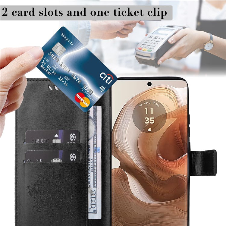 KT Imprinting Flower Series-3 For Motorola Moto X50 Ultra 5G / Edge 50 Ultra 5G Case Imprinted Wallet Leather Phone Cover - Black