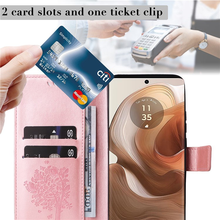 KT Imprinting Flower Series-3 For Motorola Moto X50 Ultra 5G / Edge 50 Ultra 5G Case Imprinted Wallet Leather Phone Cover - Rose Gold