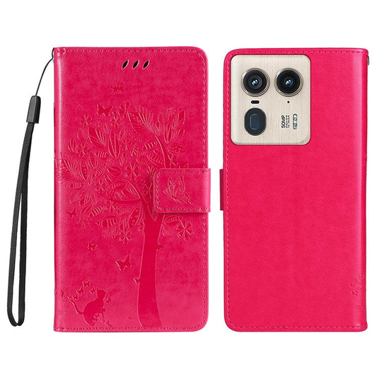 KT Imprinting Flower Series-3 For Motorola Moto X50 Ultra 5G / Edge 50 Ultra 5G Case Imprinted Wallet Leather Phone Cover - Rose
