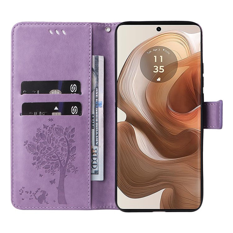 KT Imprinting Flower Series-3 For Motorola Moto X50 Ultra 5G / Edge 50 Ultra 5G Case Imprinted Wallet Leather Phone Cover - Light Purple
