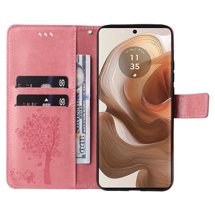 KT Imprinting Flower Series-3 For Motorola Moto X50 Ultra 5G / Edge 50 Ultra 5G Case Imprinted Wallet Leather Phone Cover - Pink