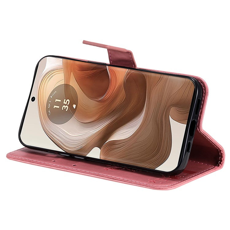 KT Imprinting Flower Series-3 For Motorola Moto X50 Ultra 5G / Edge 50 Ultra 5G Case Imprinted Wallet Leather Phone Cover - Pink