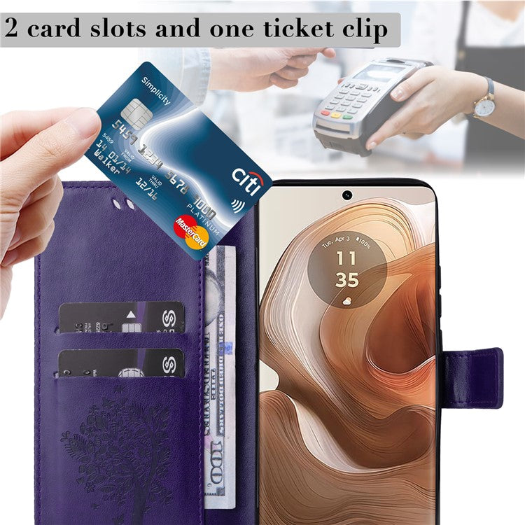 KT Imprinting Flower Series-3 For Motorola Moto X50 Ultra 5G / Edge 50 Ultra 5G Case Imprinted Wallet Leather Phone Cover - Purple