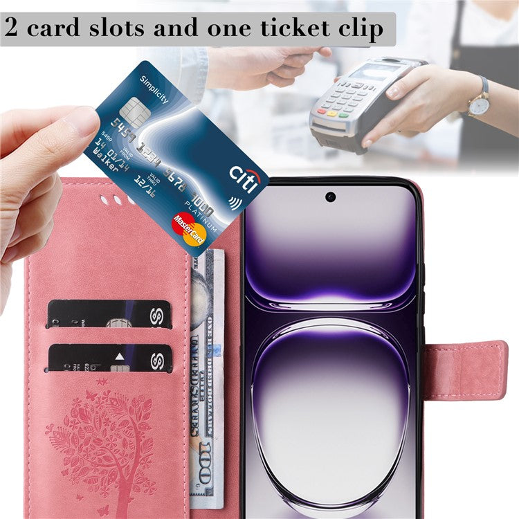 KT Imprinting Flower Series-3 For Oppo Reno12 5G (Global) Phone Case Imprinted Leather Wallet Cover - Pink