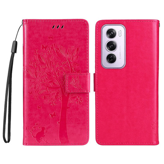KT Imprinting Flower Series-3 For Oppo Reno12 5G (Global) Phone Case Imprinted Leather Wallet Cover - Rose