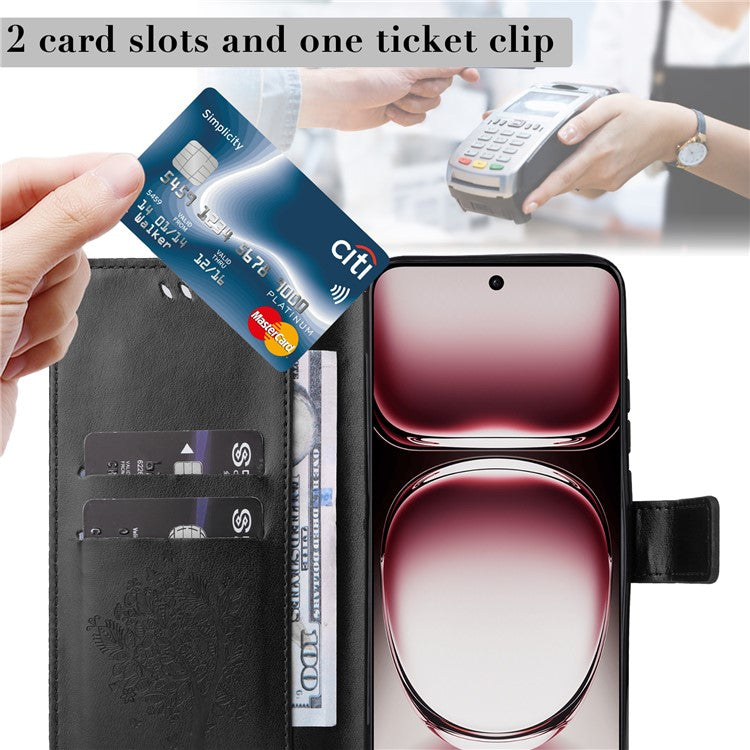 KT Imprinting Flower Series-3 For Oppo Reno12 Pro 5G (Global) / (China) Case Imprinted Leather Wallet Stand Phone Cover - Black