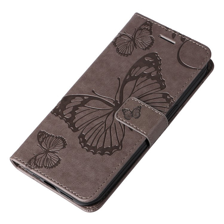 KT Imprinting Flower Series-2 For Motorola Moto X50 Ultra 5G / Edge 50 Ultra 5G Case PU Leather Butterfly Imprint Phone Cover - Grey