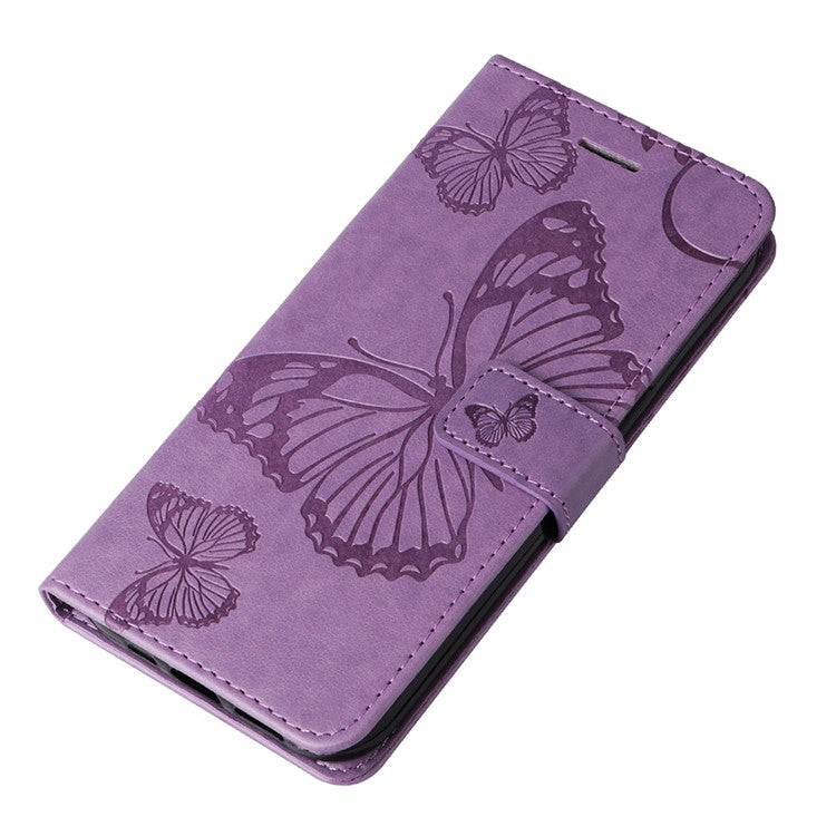 KT Imprinting Flower Series-2 For Motorola Moto X50 Ultra 5G / Edge 50 Ultra 5G Case PU Leather Butterfly Imprint Phone Cover - Light Purple