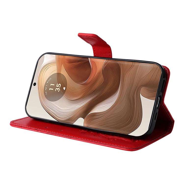 KT Imprinting Flower Series-2 For Motorola Moto X50 Ultra 5G / Edge 50 Ultra 5G Case PU Leather Butterfly Imprint Phone Cover - Red