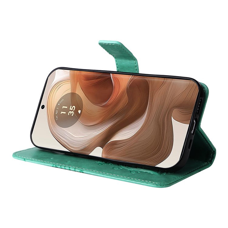 KT Imprinting Flower Series-2 For Motorola Moto X50 Ultra 5G / Edge 50 Ultra 5G Case PU Leather Butterfly Imprint Phone Cover - Green